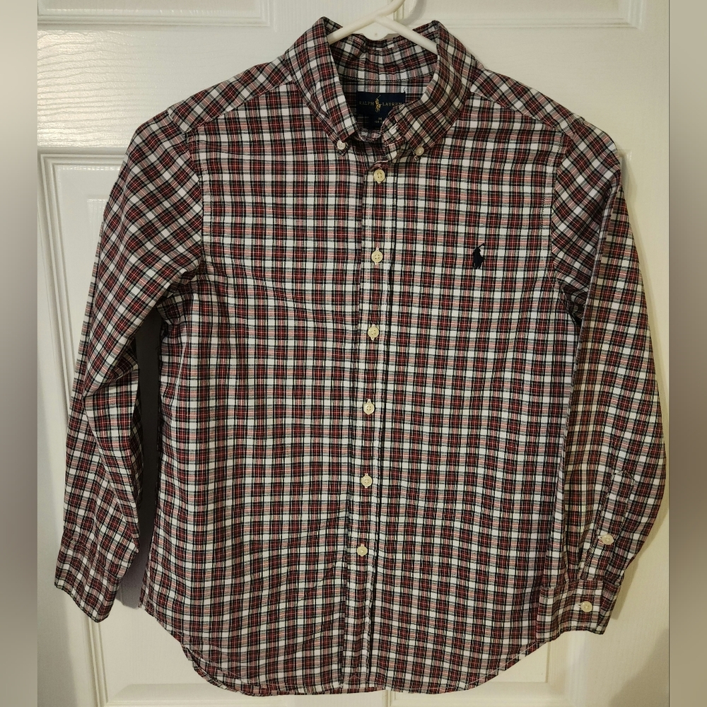 Ralph Lauren Boys Cotton Long Sleeve Button Down Shirt Plaid Size Medium - 10-12 - Picture 1 of 6